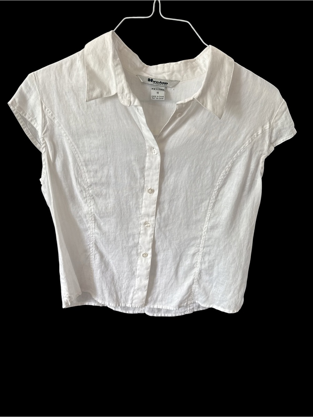 Nygård Collection 100% Linen White Button Front Blouse Petite 16 - Picture 4 of 6